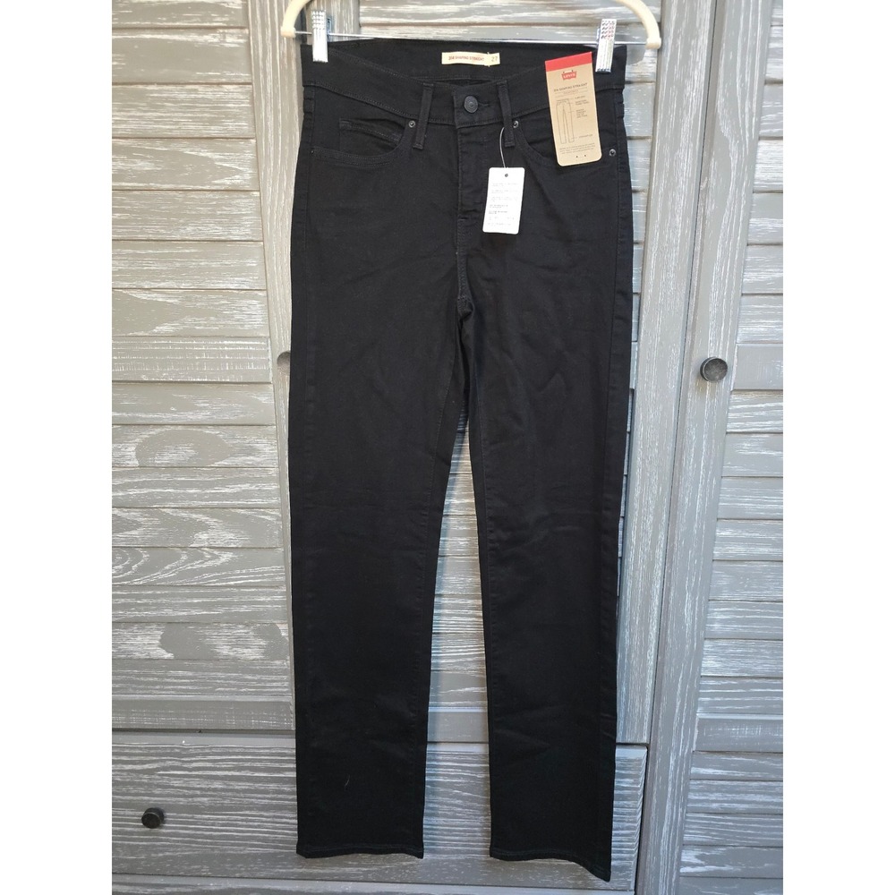 Levis 314 Shaping Straight Jeans Black Stellar Stretch Mid Rise 27x32 NEW NWT